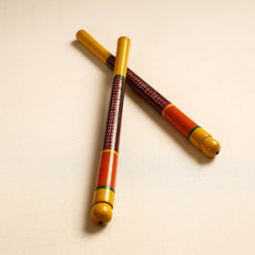  Handmade Lacquered Wooden Garba Dandiya Sticks 