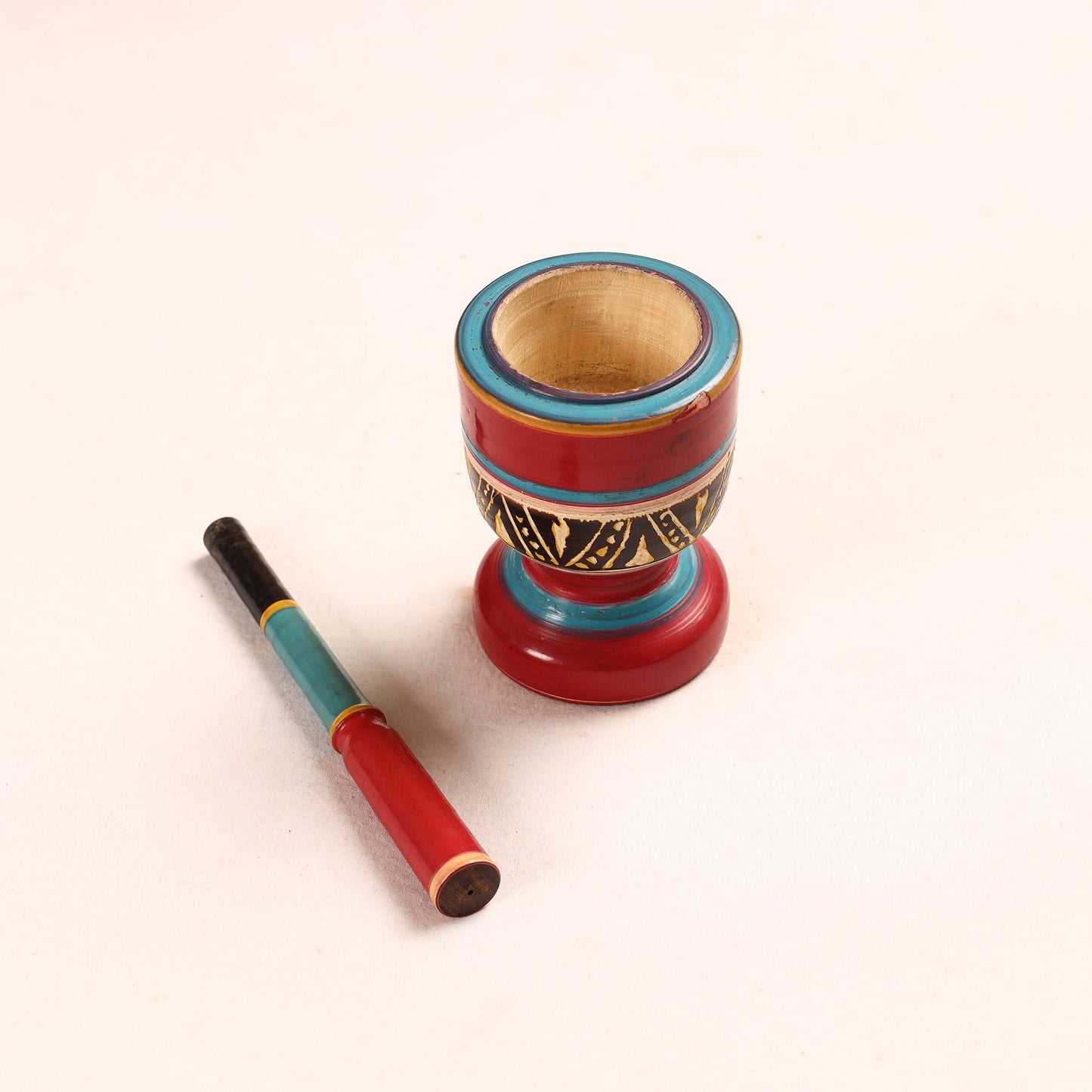  Handmade Lacquered Wooden Mortar & Pestle Set - Big 