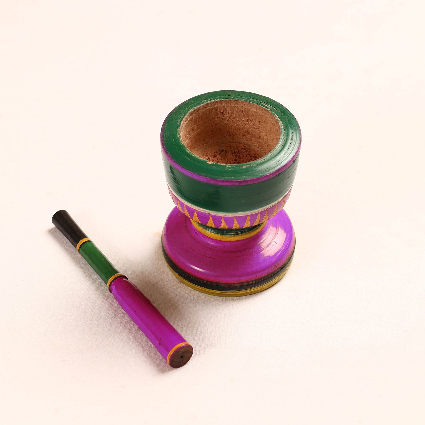  Handmade Lacquered Wooden Mortar & Pestle Set - Big 