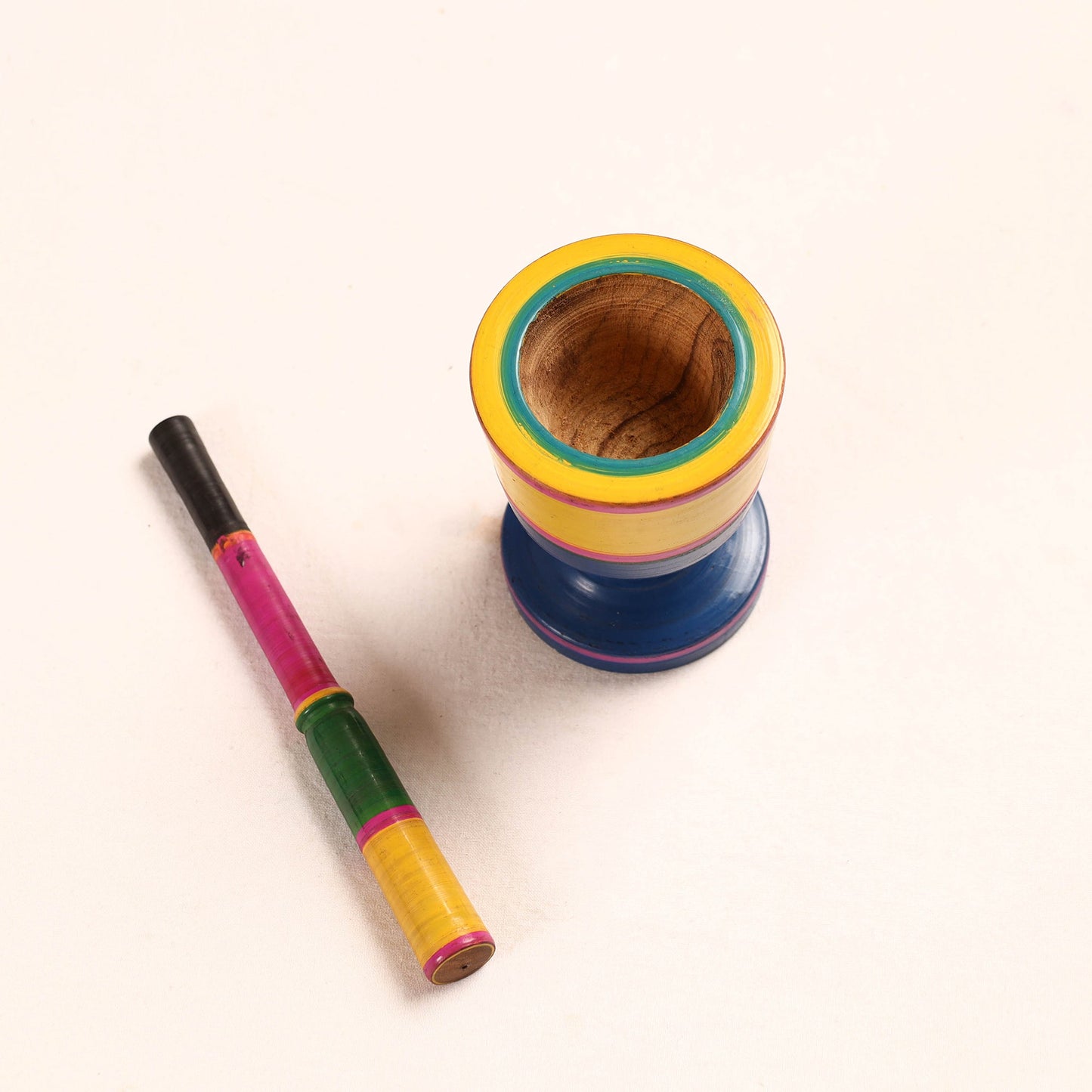  Handmade Lacquered Wooden Mortar & Pestle Set - Big 