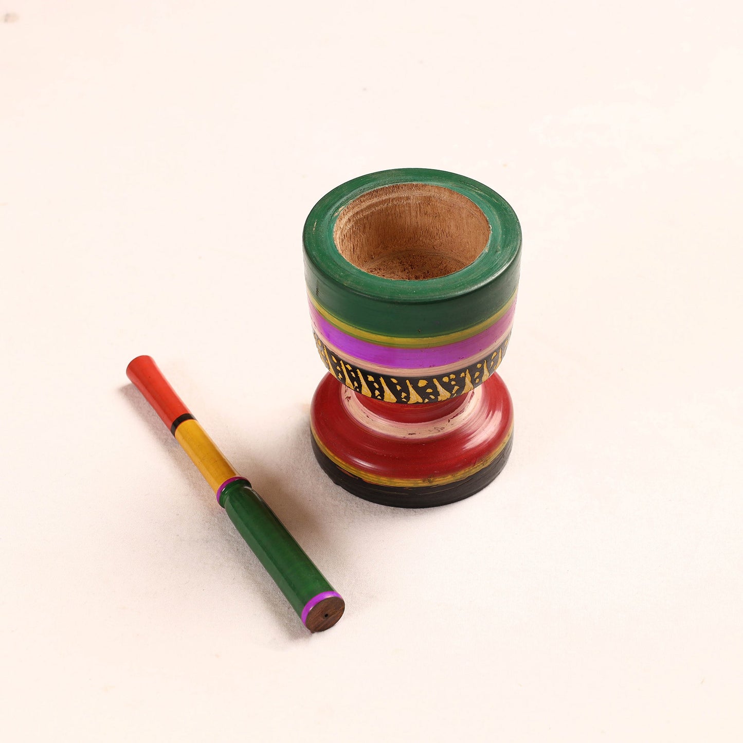  Handmade Lacquered Wooden Mortar & Pestle Set - Big 