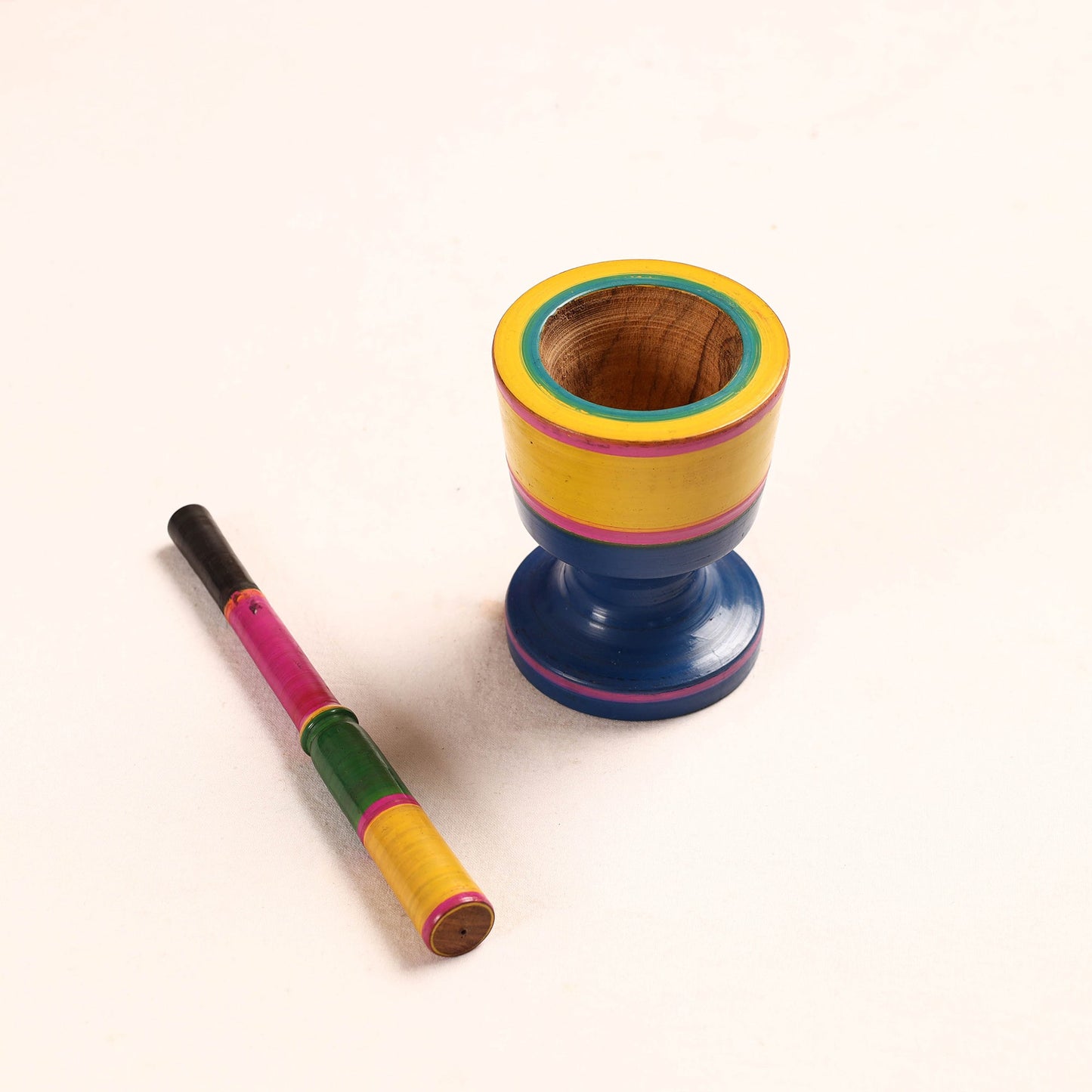  Handmade Lacquered Wooden Mortar & Pestle Set - Big 