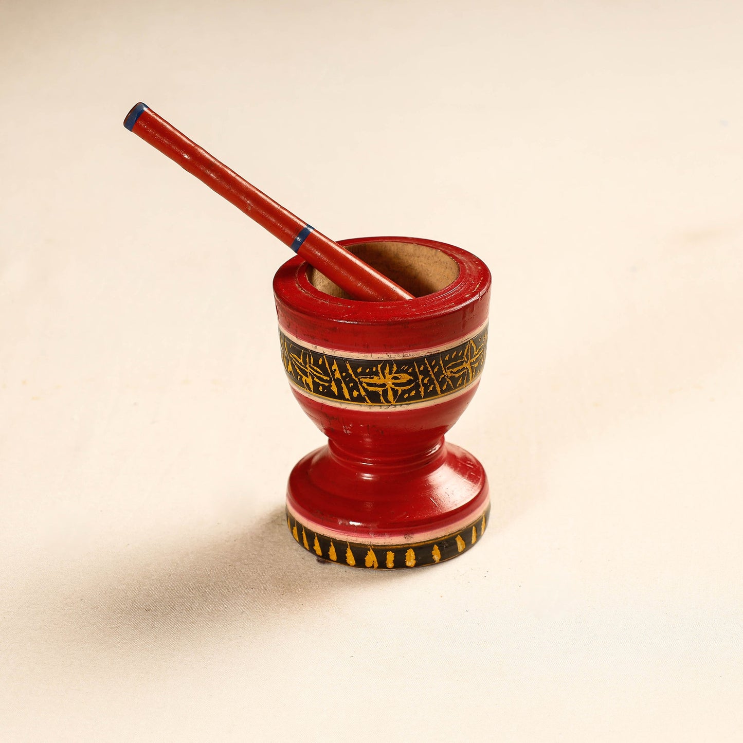  Handmade Lacquered Wooden Mortar & Pestle Set - Small 