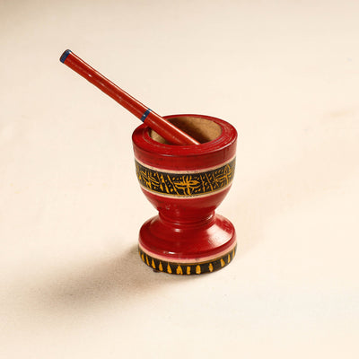  Handmade Lacquered Wooden Mortar & Pestle Set - Small 
