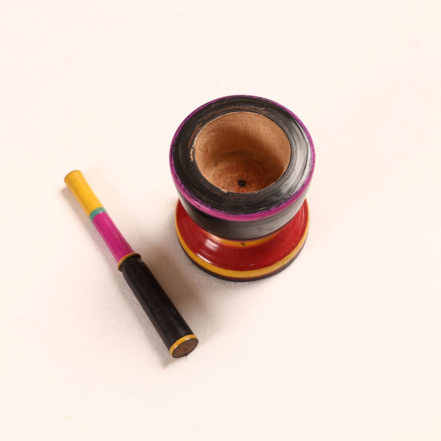  Handmade Lacquered Wooden Mortar & Pestle Set - Big 