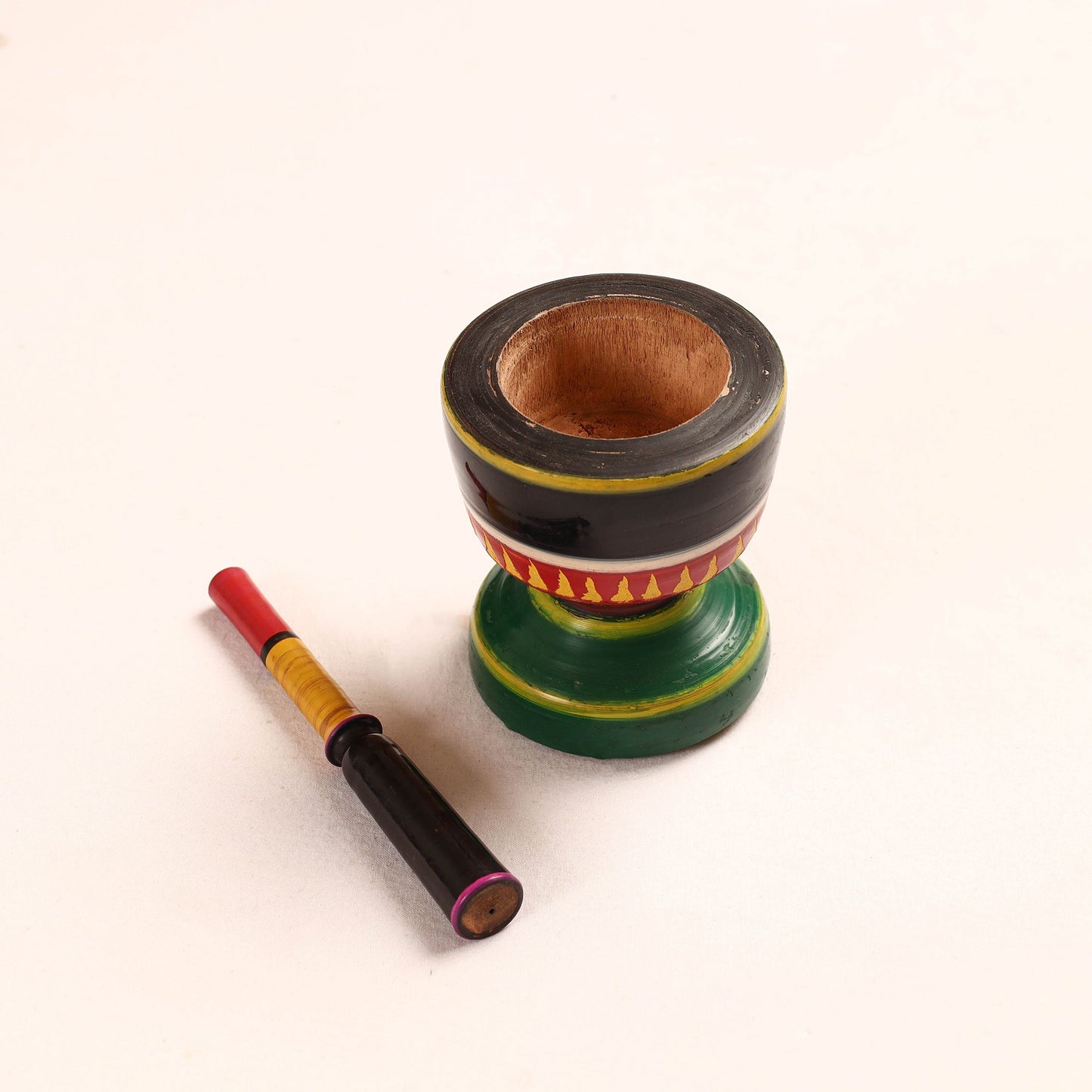  Handmade Lacquered Wooden Mortar & Pestle Set - Big 