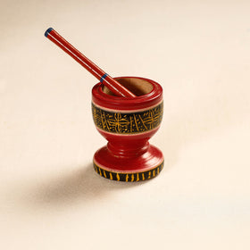  Handmade Lacquered Wooden Mortar & Pestle Set - Small 