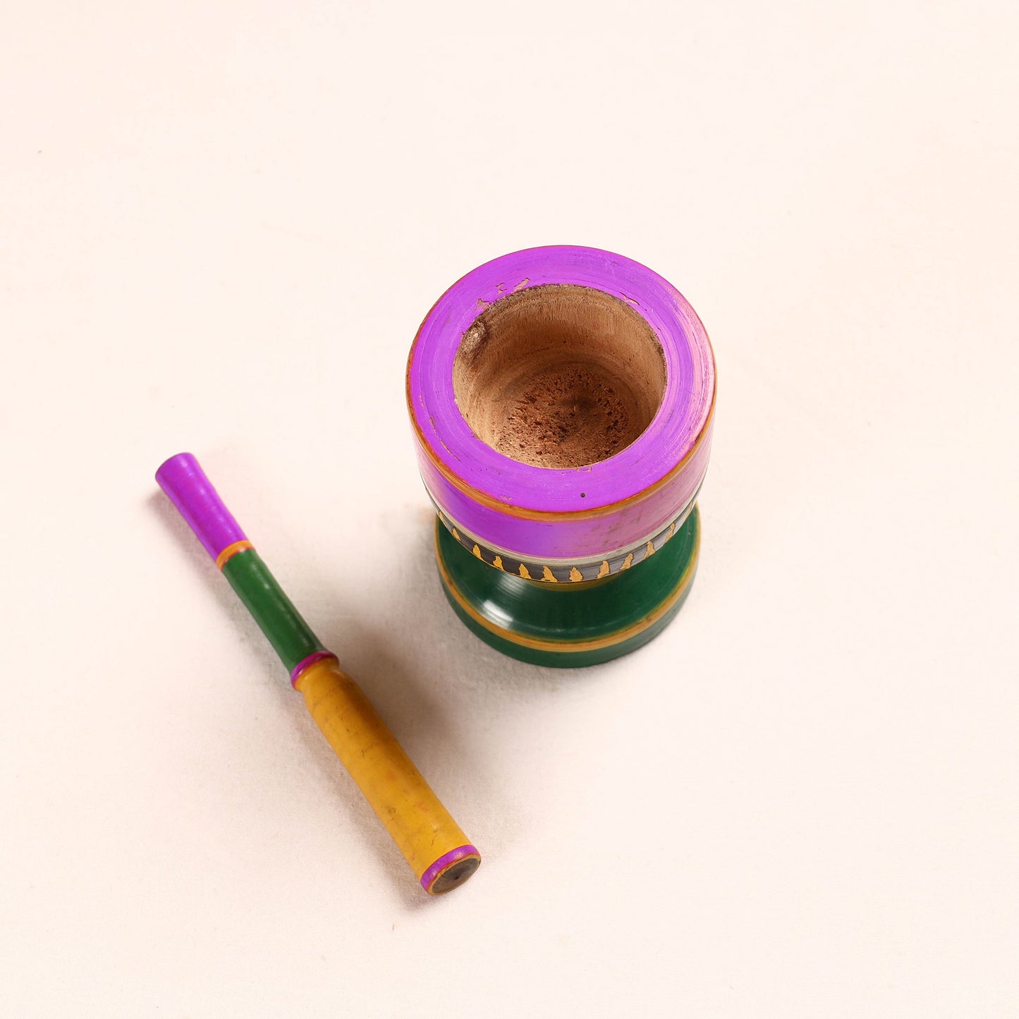  Handmade Lacquered Wooden Mortar & Pestle Set - Big 