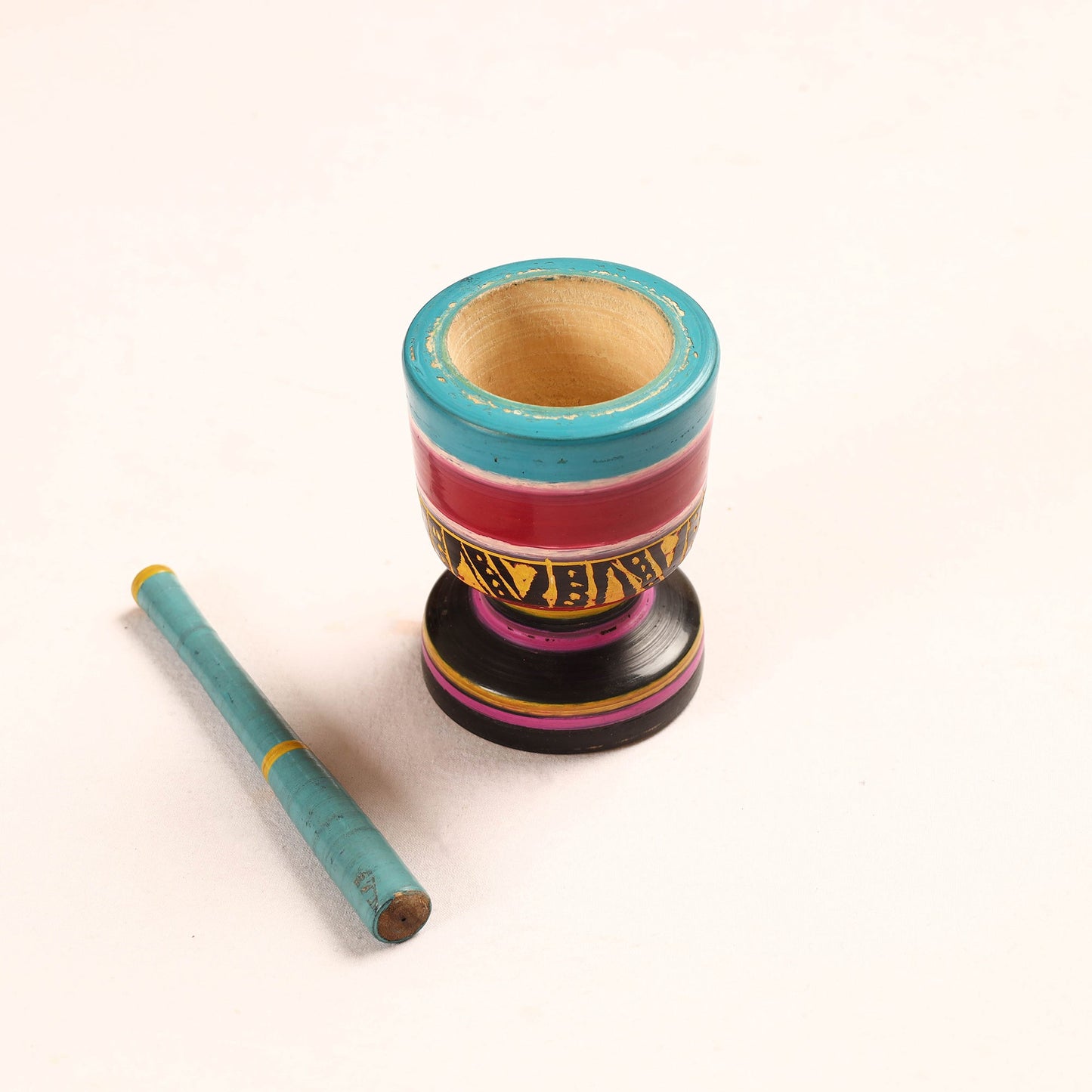  Handmade Lacquered Wooden Mortar & Pestle Set - Big 