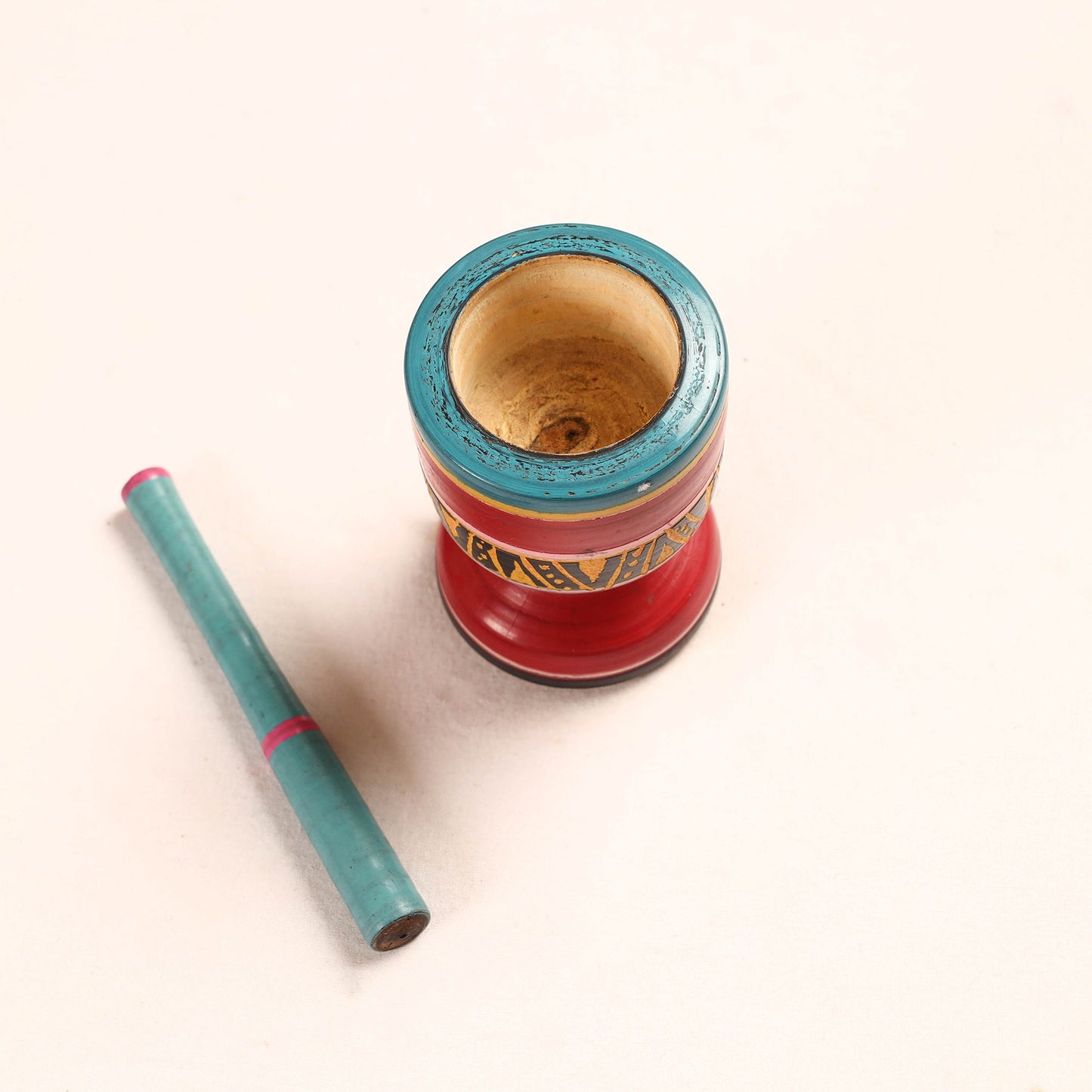  Handmade Lacquered Wooden Mortar & Pestle Set - Big 