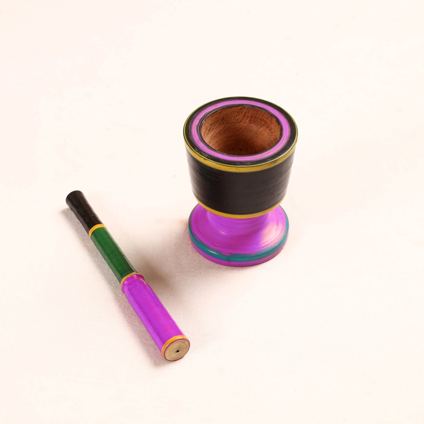  Handmade Lacquered Wooden Mortar & Pestle Set - Big 