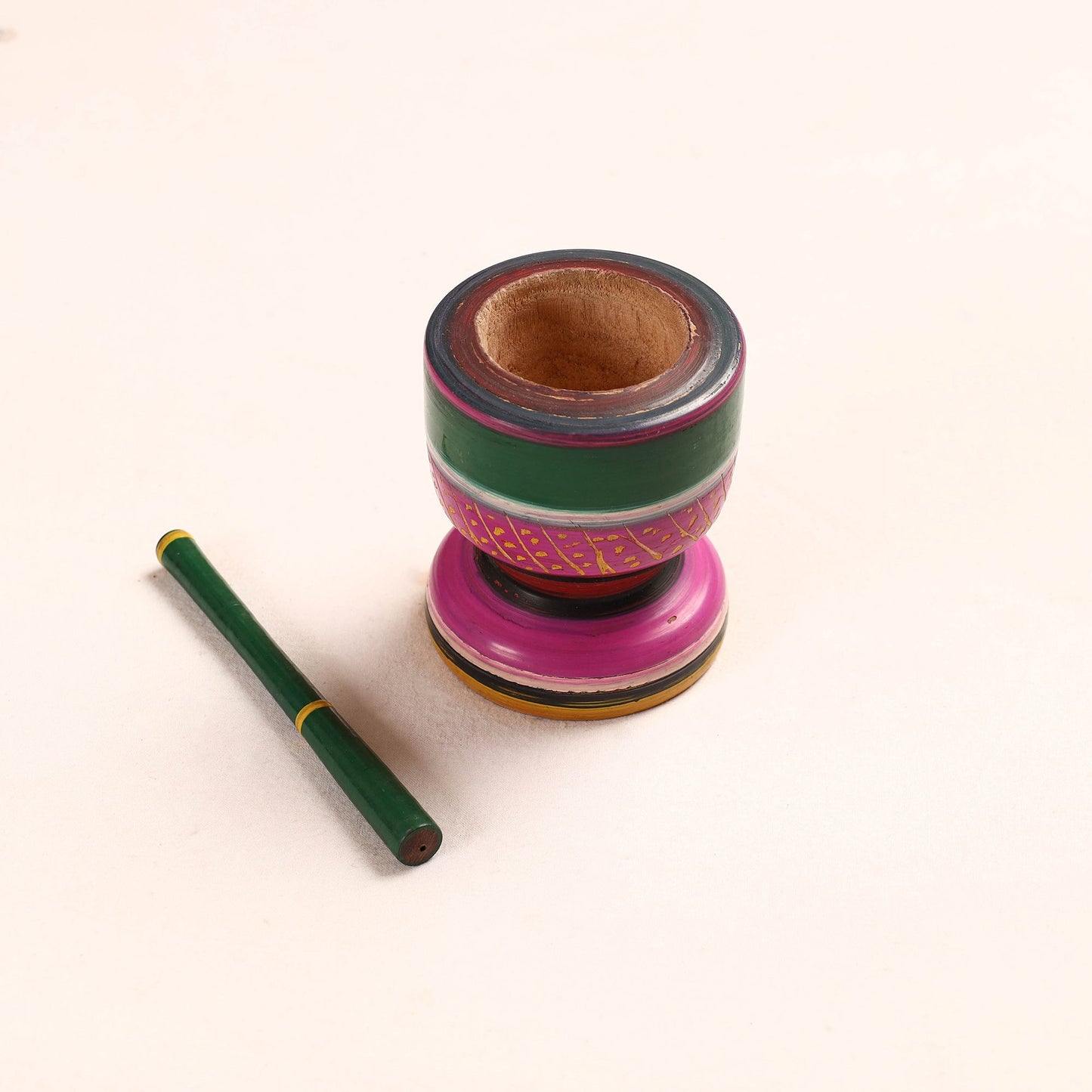  Handmade Lacquered Wooden Mortar & Pestle Set - Big 