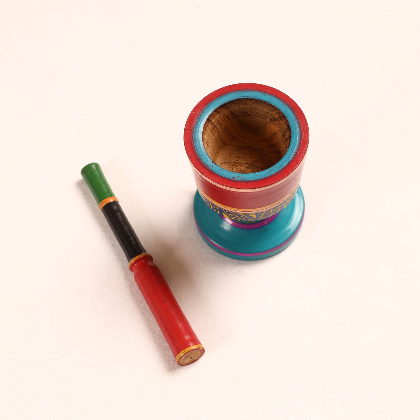  Handmade Lacquered Wooden Mortar & Pestle Set - Big 