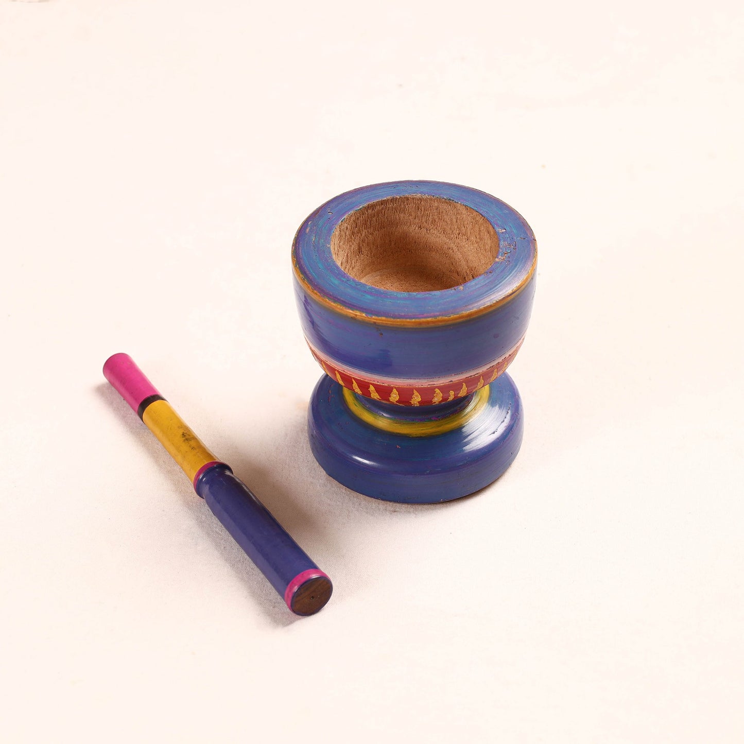  Handmade Lacquered Wooden Mortar & Pestle Set - Big 