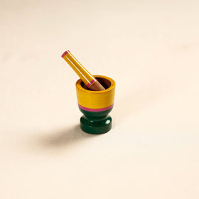 Handmade Lacquered Wooden Mortar & Pestle Set - Small 