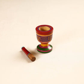  Handmade Lacquered Wooden Mortar & Pestle Set - Small 
