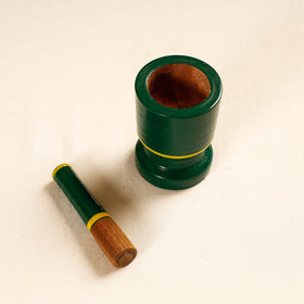  Handmade Lacquered Wooden Mortar & Pestle Set - Small 