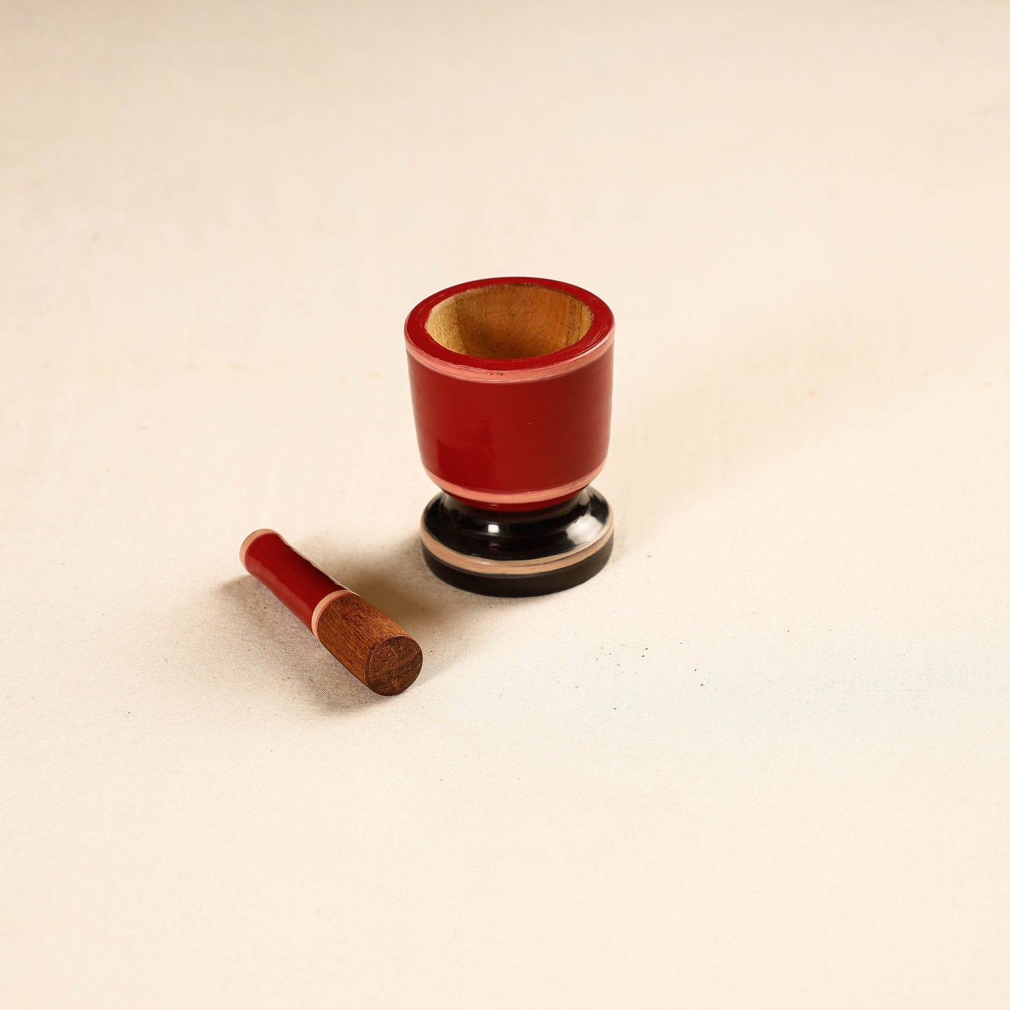  Handmade Lacquered Wooden Mortar & Pestle Set - Small 