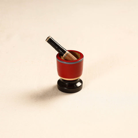  Handmade Lacquered Wooden Mortar & Pestle Set - Small 
