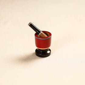  Handmade Lacquered Wooden Mortar & Pestle Set - Small 