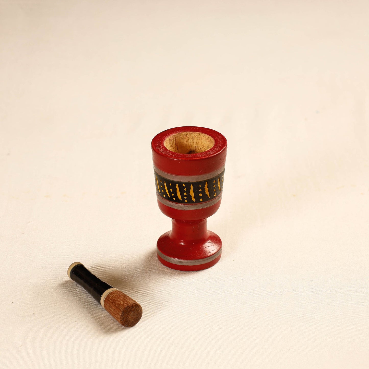  Handmade Lacquered Wooden Mortar & Pestle Set - Small 