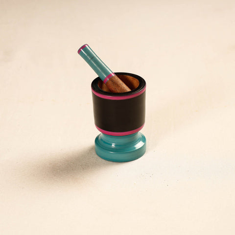  Handmade Lacquered Wooden Mortar & Pestle Set - Small 