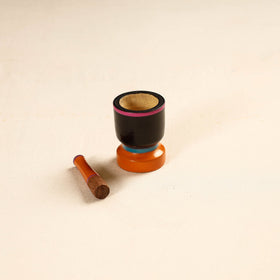  Handmade Lacquered Wooden Mortar & Pestle Set - Small 