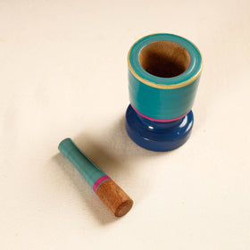  Handmade Lacquered Wooden Mortar & Pestle Set - Small 
