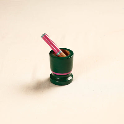  Handmade Lacquered Wooden Mortar & Pestle Set - Small 