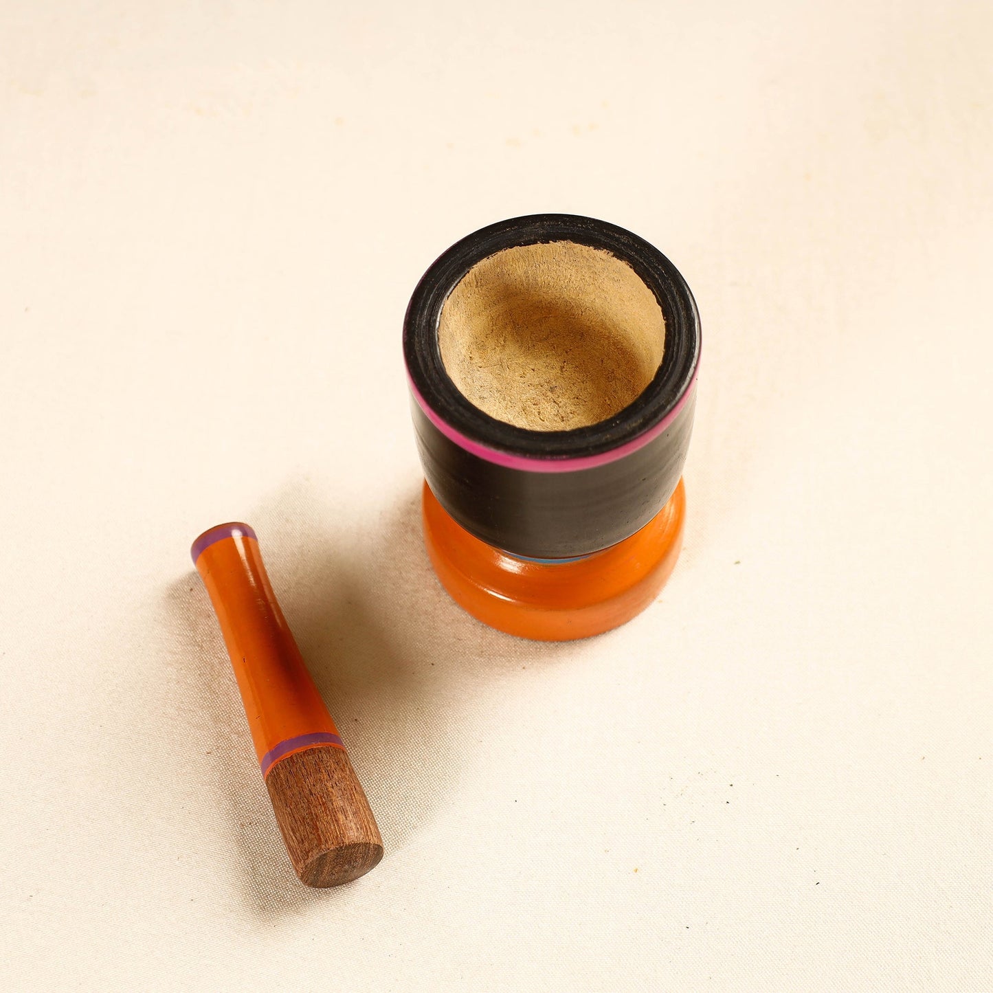  Handmade Lacquered Wooden Mortar & Pestle Set - Small 