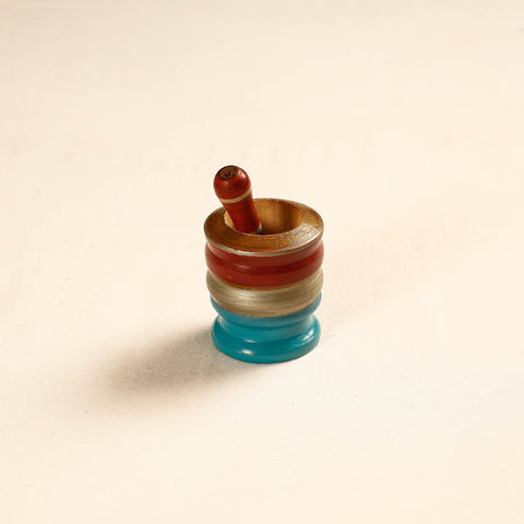  Handmade Lacquered Wooden Mortar & Pestle Set - Small 