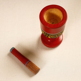  Handmade Lacquered Wooden Mortar & Pestle Set - Small 