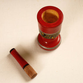  Handmade Lacquered Wooden Mortar & Pestle Set - Small 