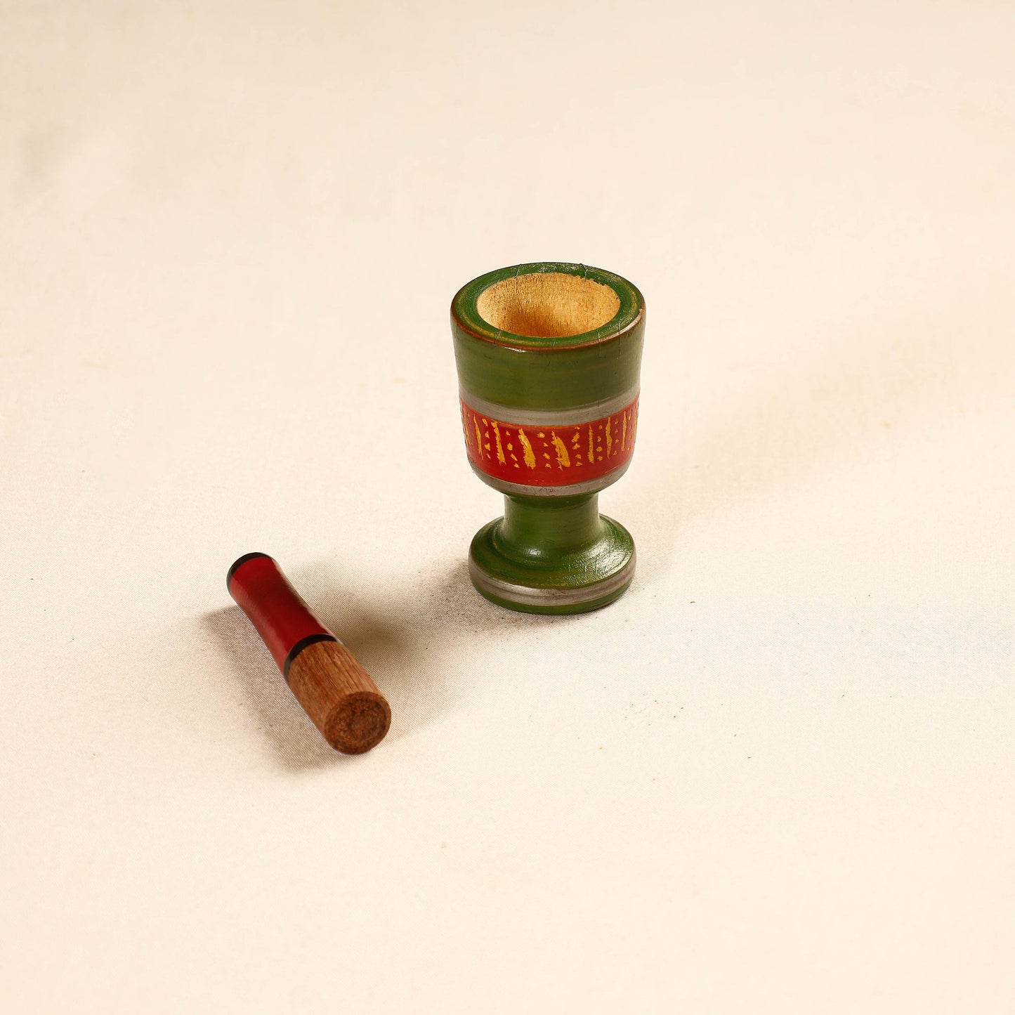  Handmade Lacquered Wooden Mortar & Pestle Set - Small 