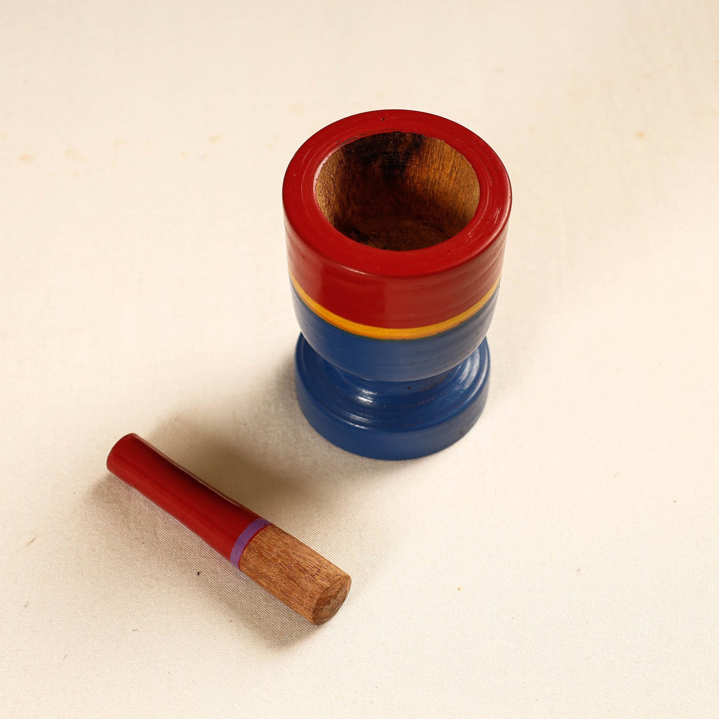  Handmade Lacquered Wooden Mortar & Pestle Set - Small 