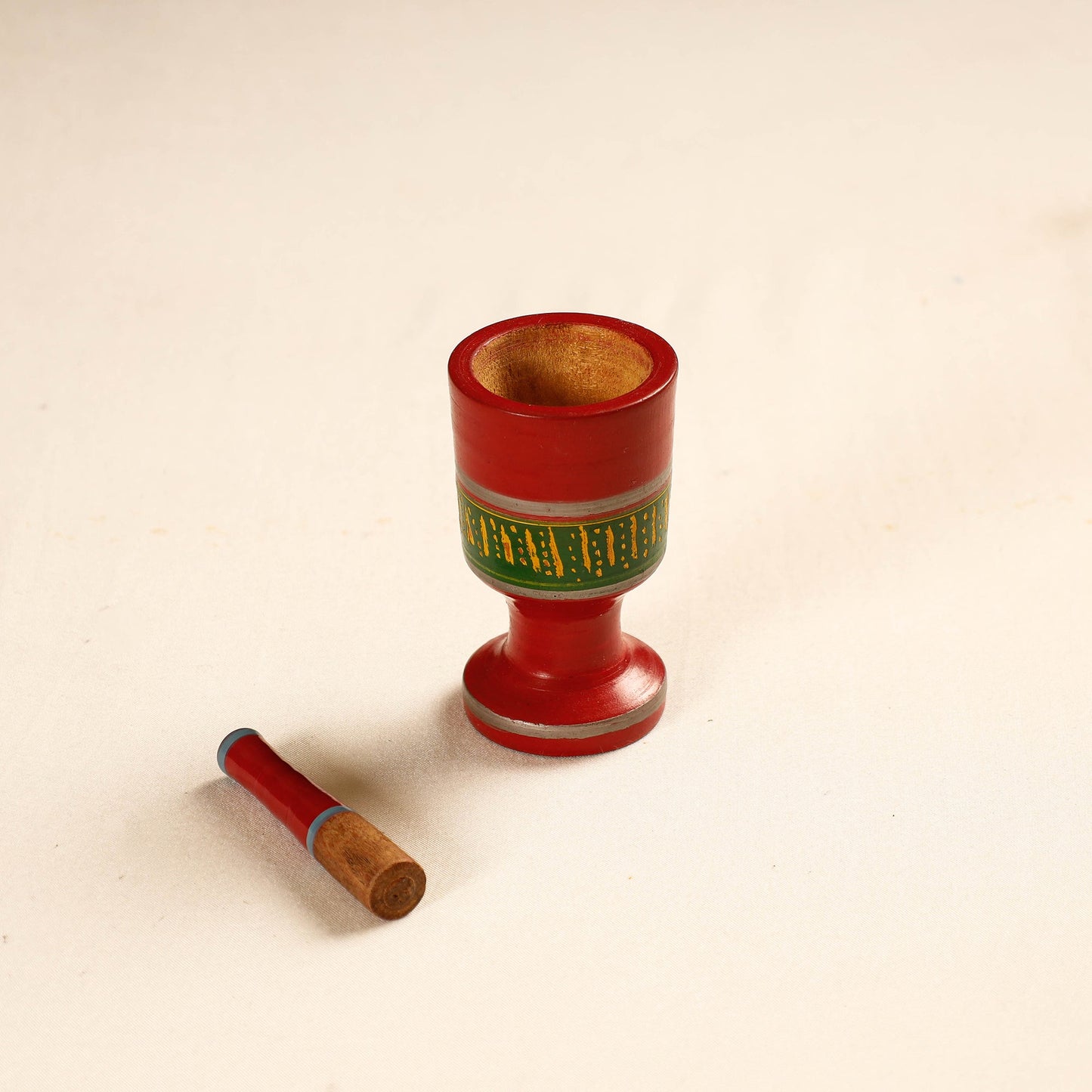  Handmade Lacquered Wooden Mortar & Pestle Set - Small 