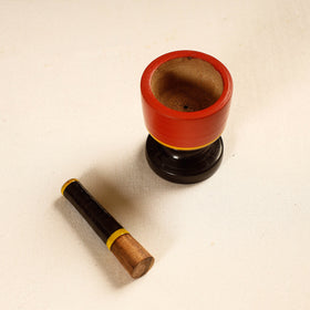  Handmade Lacquered Wooden Mortar & Pestle Set - Small 