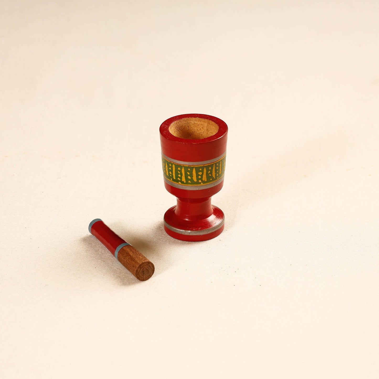  Handmade Lacquered Wooden Mortar & Pestle Set - Small 