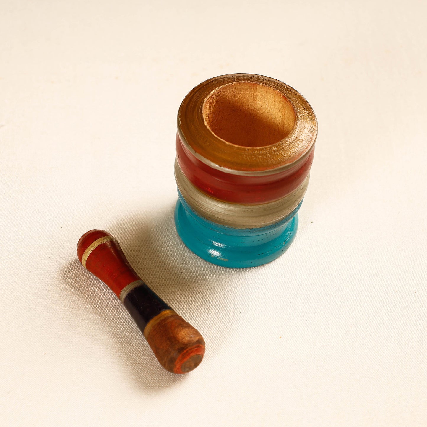  Handmade Lacquered Wooden Mortar & Pestle Set - Small 