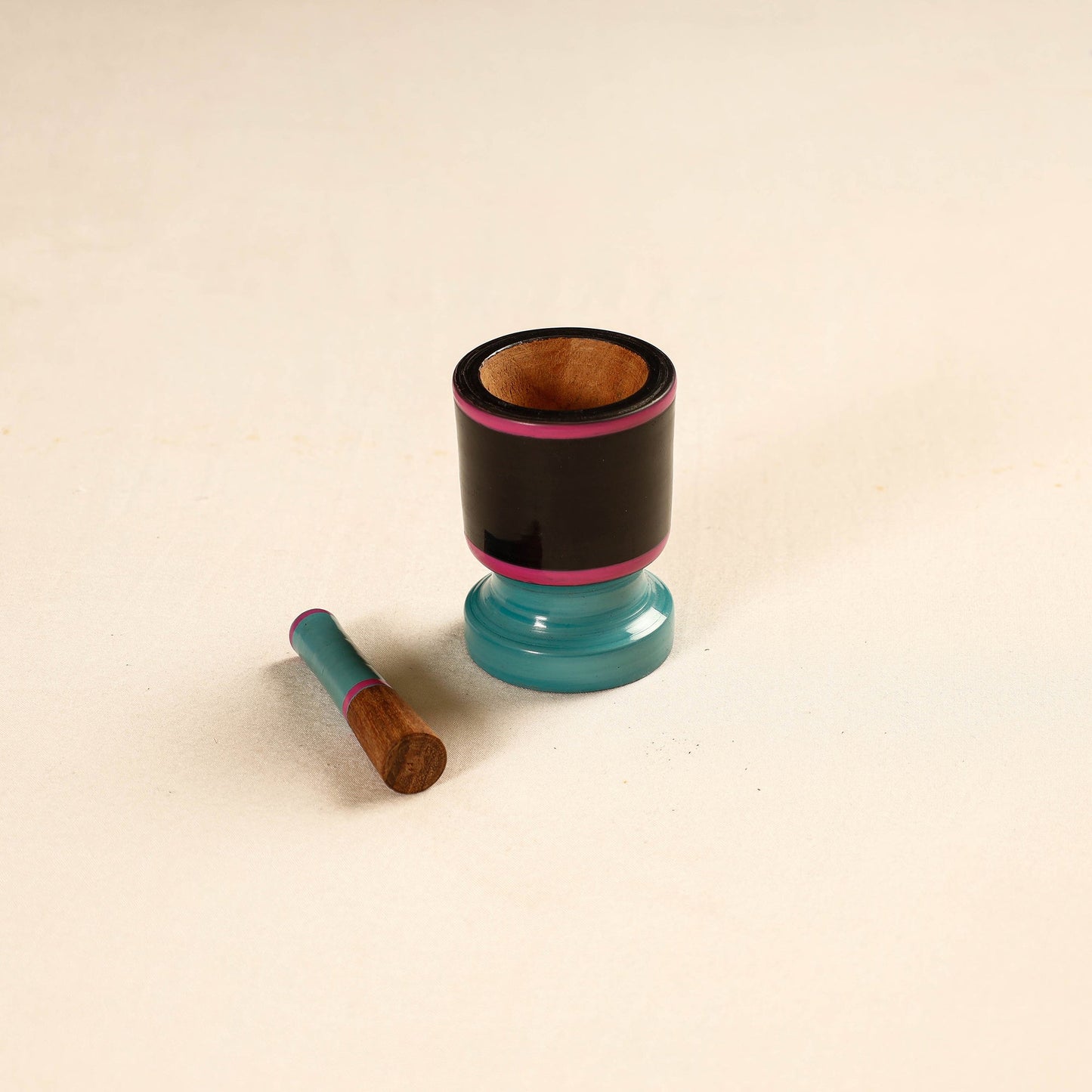  Handmade Lacquered Wooden Mortar & Pestle Set - Small 