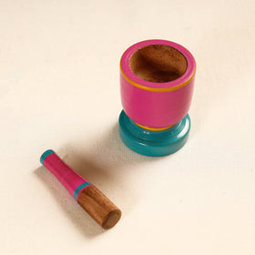  Handmade Lacquered Wooden Mortar & Pestle Set - Small 