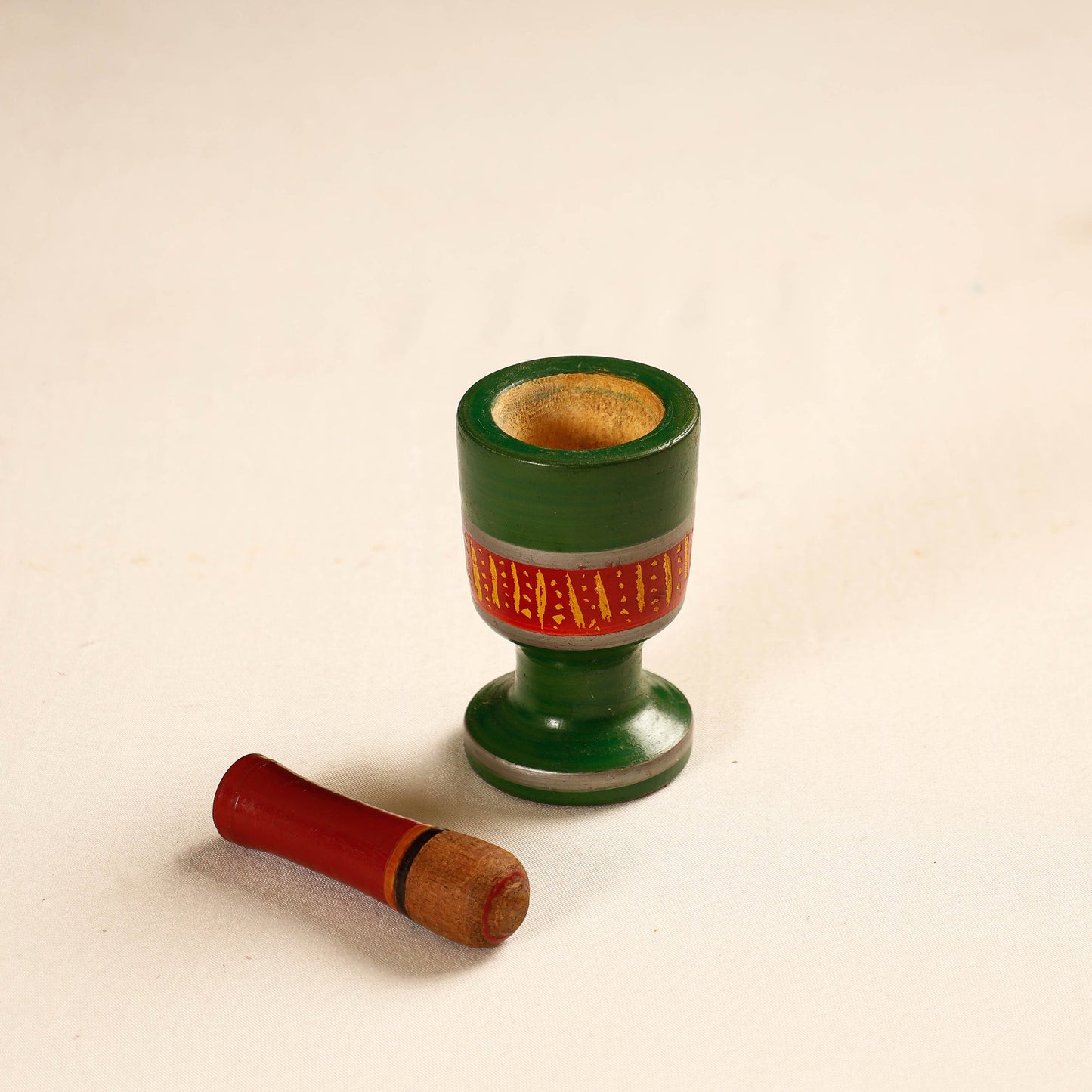  Handmade Lacquered Wooden Mortar & Pestle Set - Small 