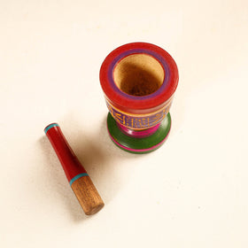  Handmade Lacquered Wooden Mortar & Pestle Set - Small 
