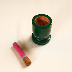  Handmade Lacquered Wooden Mortar & Pestle Set - Small 