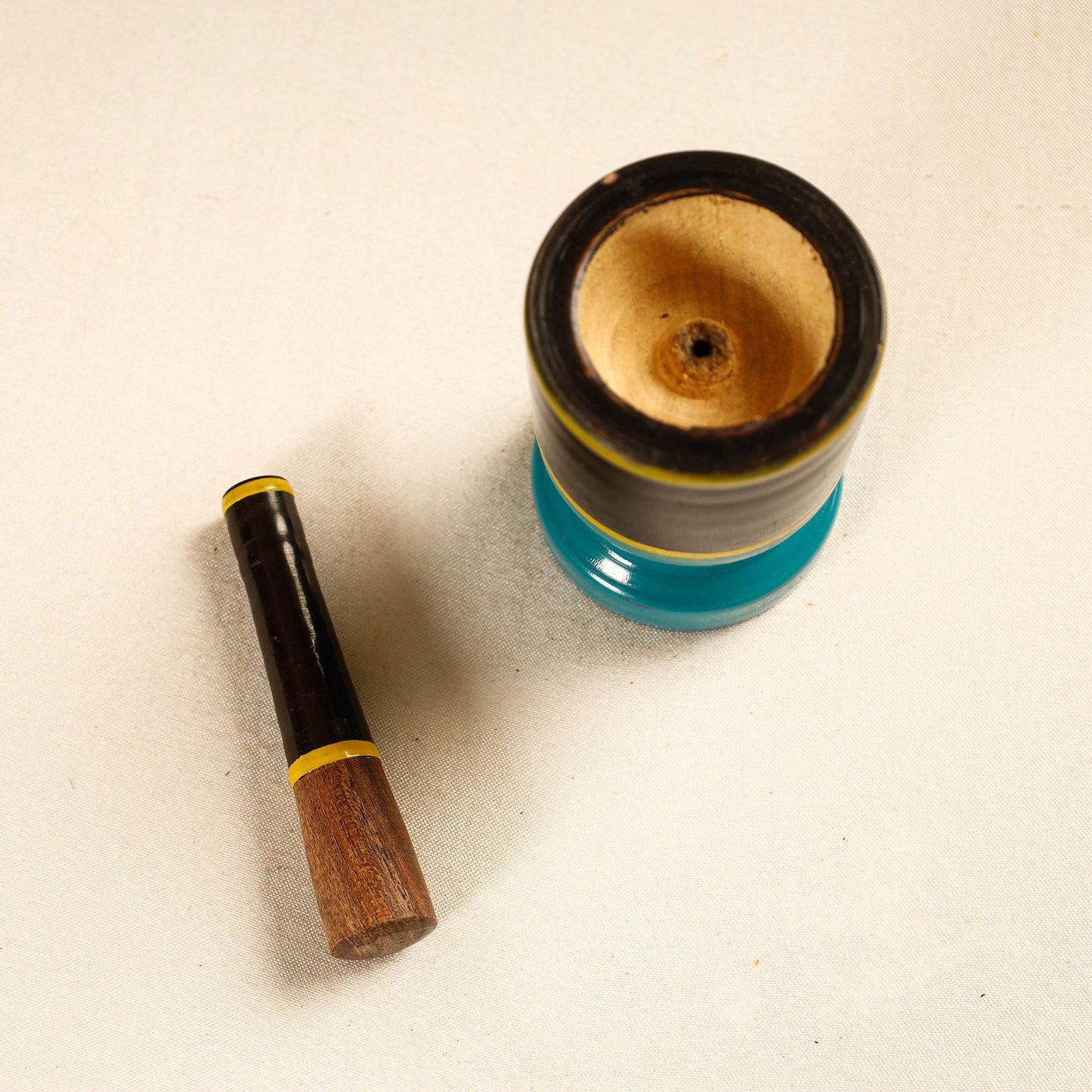  Handmade Lacquered Wooden Mortar & Pestle Set - Small 