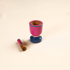  Handmade Lacquered Wooden Mortar & Pestle Set - Small 