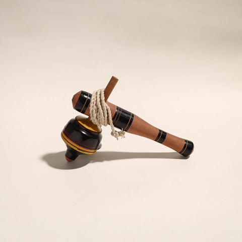  Handmade Lacquered Wooden Spinning Top - Lattu