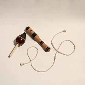  Handmade Lacquered Wooden Spinning Top - Lattu