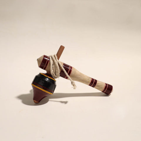  Handmade Lacquered Wooden Spinning Top - Lattu