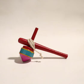  Handmade Lacquered Wooden Spinning Top - Lattu